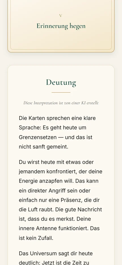 Die Karten-Lesung auf einem Handy-Bildschirm